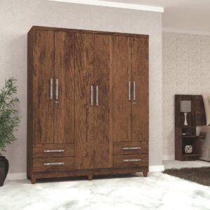 Closet Imbuia 6 Puertas 4 Cajones 154x47x190