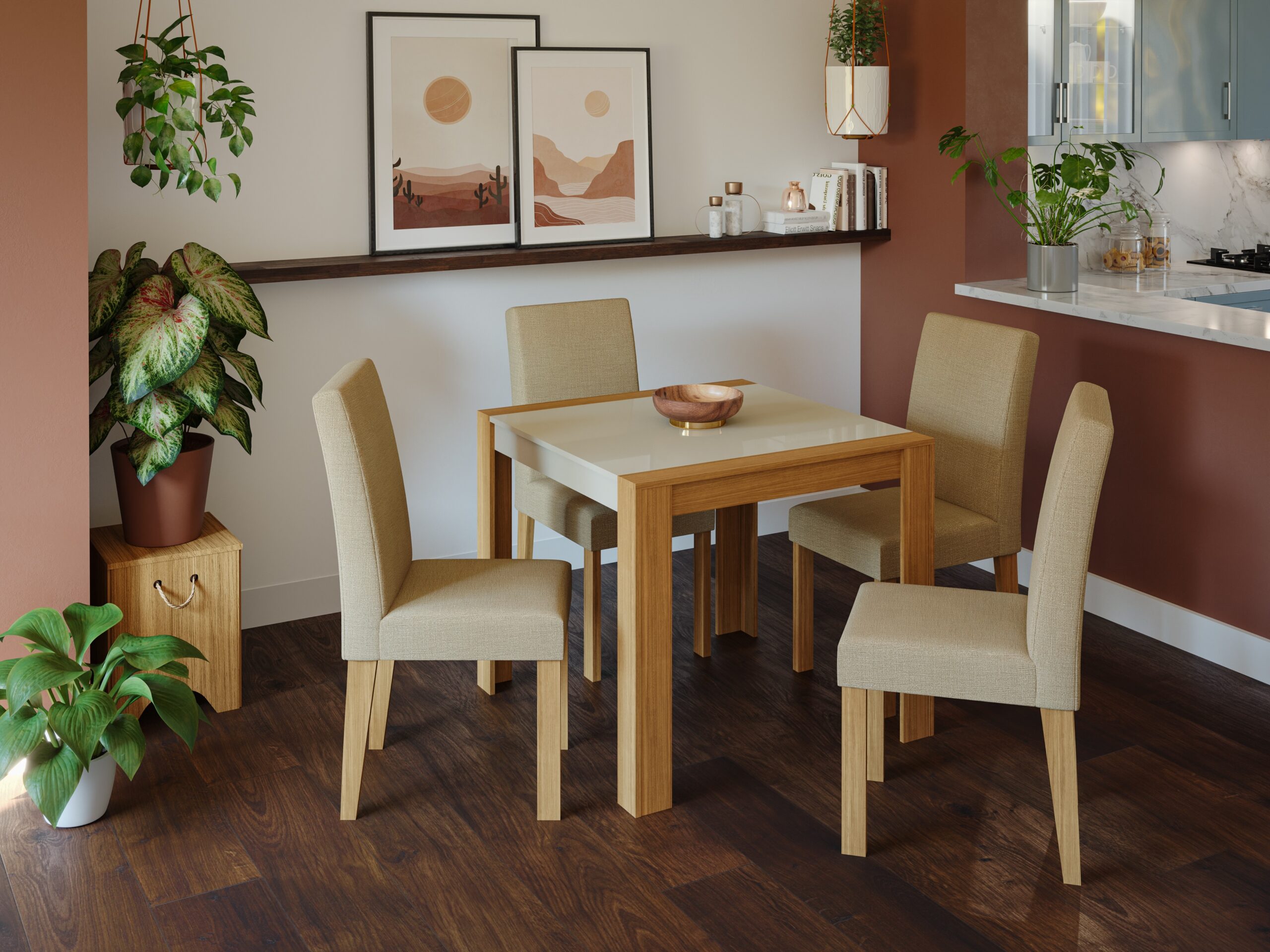 Juego de Comedor SALA DE JANTAR GRACE 0,90 C 04 CAD. MAIA NATURE OFF WHITE GENGIBRE Juego de Comedor SALA DE JANTAR GRACE 0,90 C 04 CAD. MAIA NATURE OFF WHITE GENGIBRE