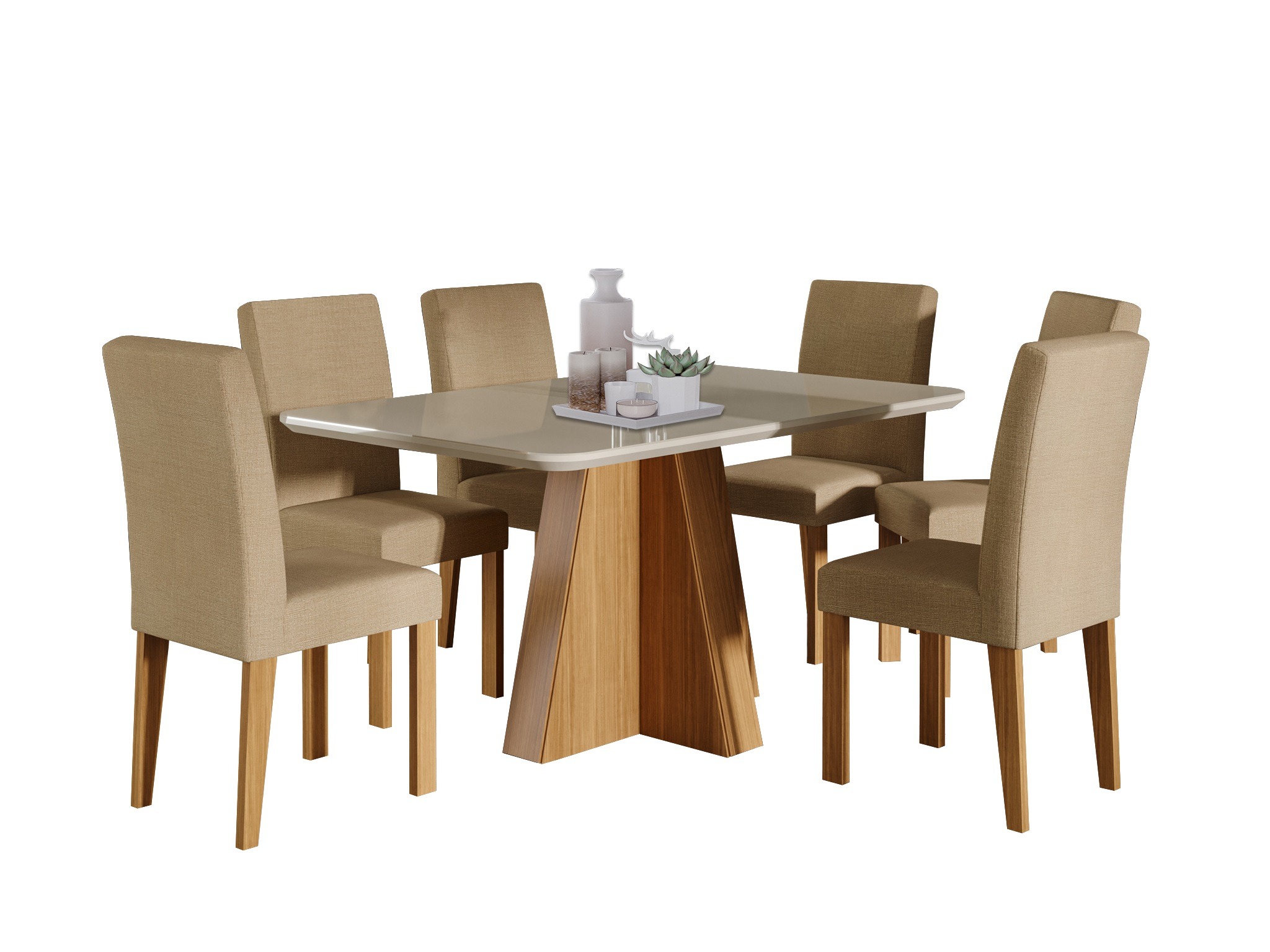 MESA MAITE 1300 NATURE_OFF + 6 CADEIRAS MAIA GENGIBRE INF -